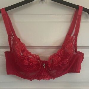 NWOT Weismann Elegant Deep Pink Lace Sheer Bra